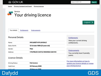 Screenshot of DVLA view my driving licence alpha